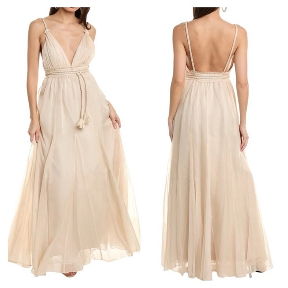 Alice + Olivia Dresses & Skirts - Alice + Olivia Carisa Champagne Grecian Gown Dress Size 10 NWT